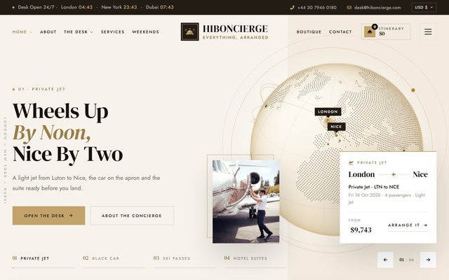 Hibo Concierge Desk website, view 1