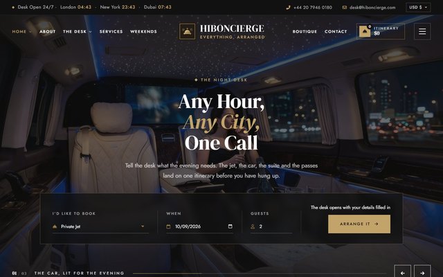 Hibo Concierge Desk website, view 2