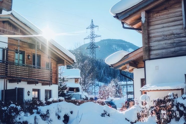 The chalets at the foot of the slopes
