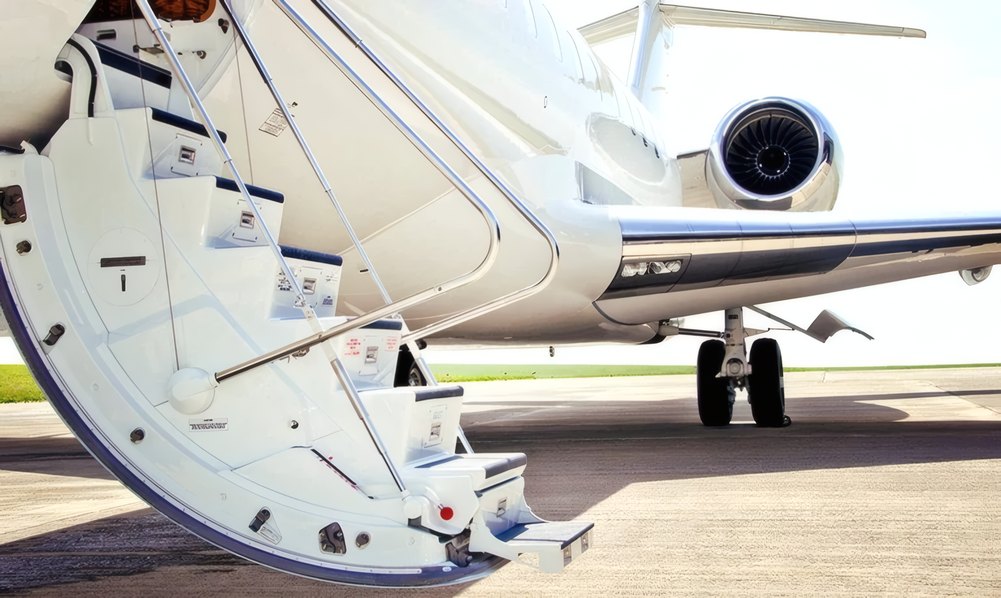 A jet parked on the apron