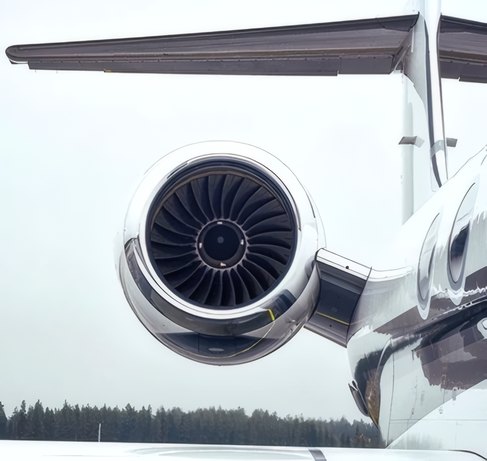 The engine of a jet on the apron