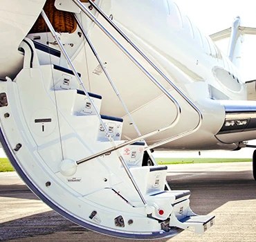 Airstairs folding down from a jet