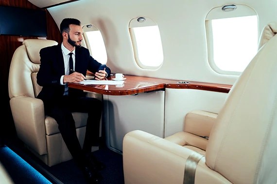 A traveller at a cabin table