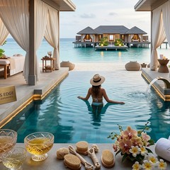 Overwater pavilions in the Raa Atoll