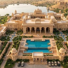 The palace and its water gardens at Udaipur