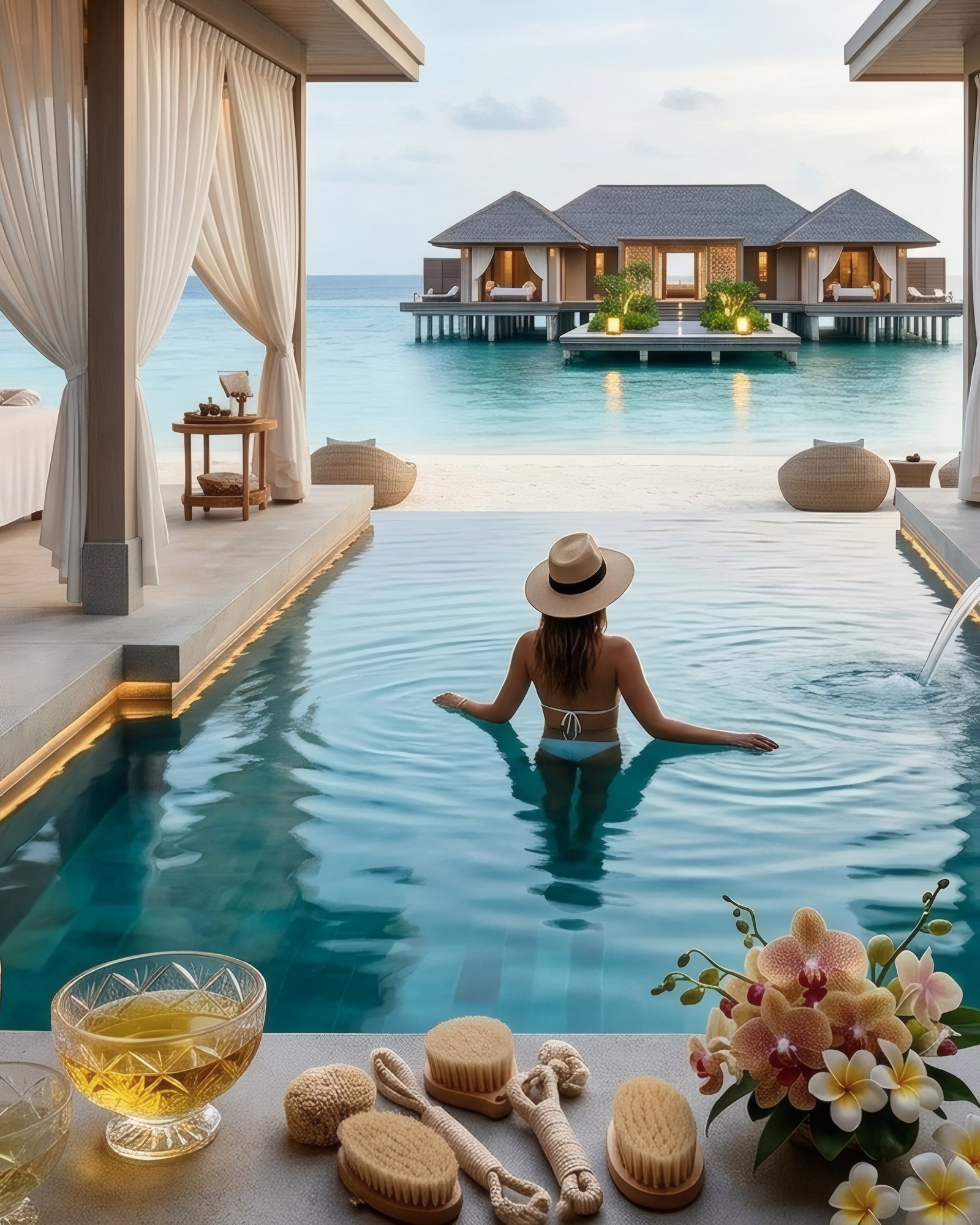 The thalassotherapy pool cut into the rock