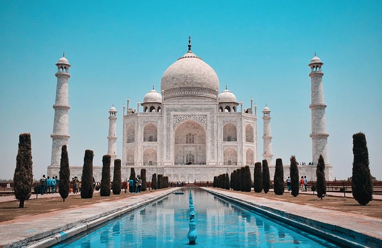 The Taj Mahal and its long reflecting pool