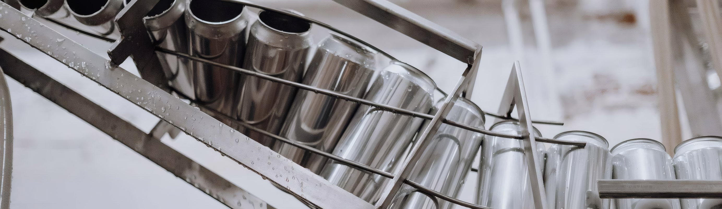 Cans running down the canning line