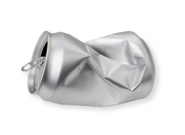 A crushed aluminium can