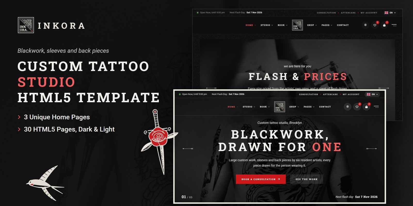 Inkora template home pages