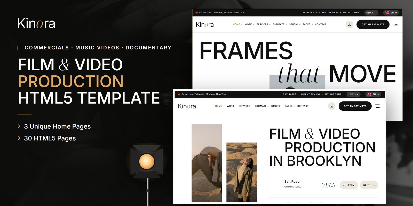Kinora template home pages