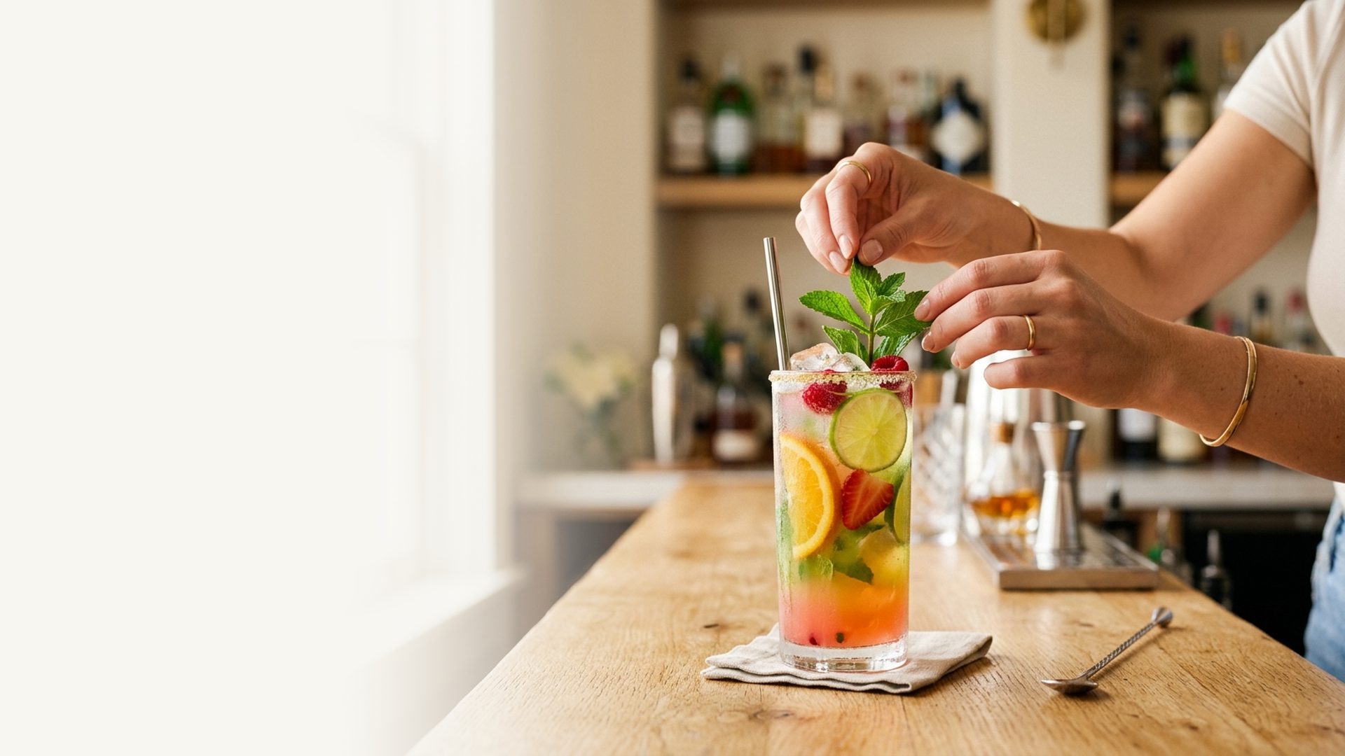 Fresh mocktail poured at the Lassippers bar
