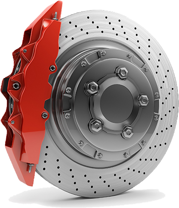 A brake disc with its caliper