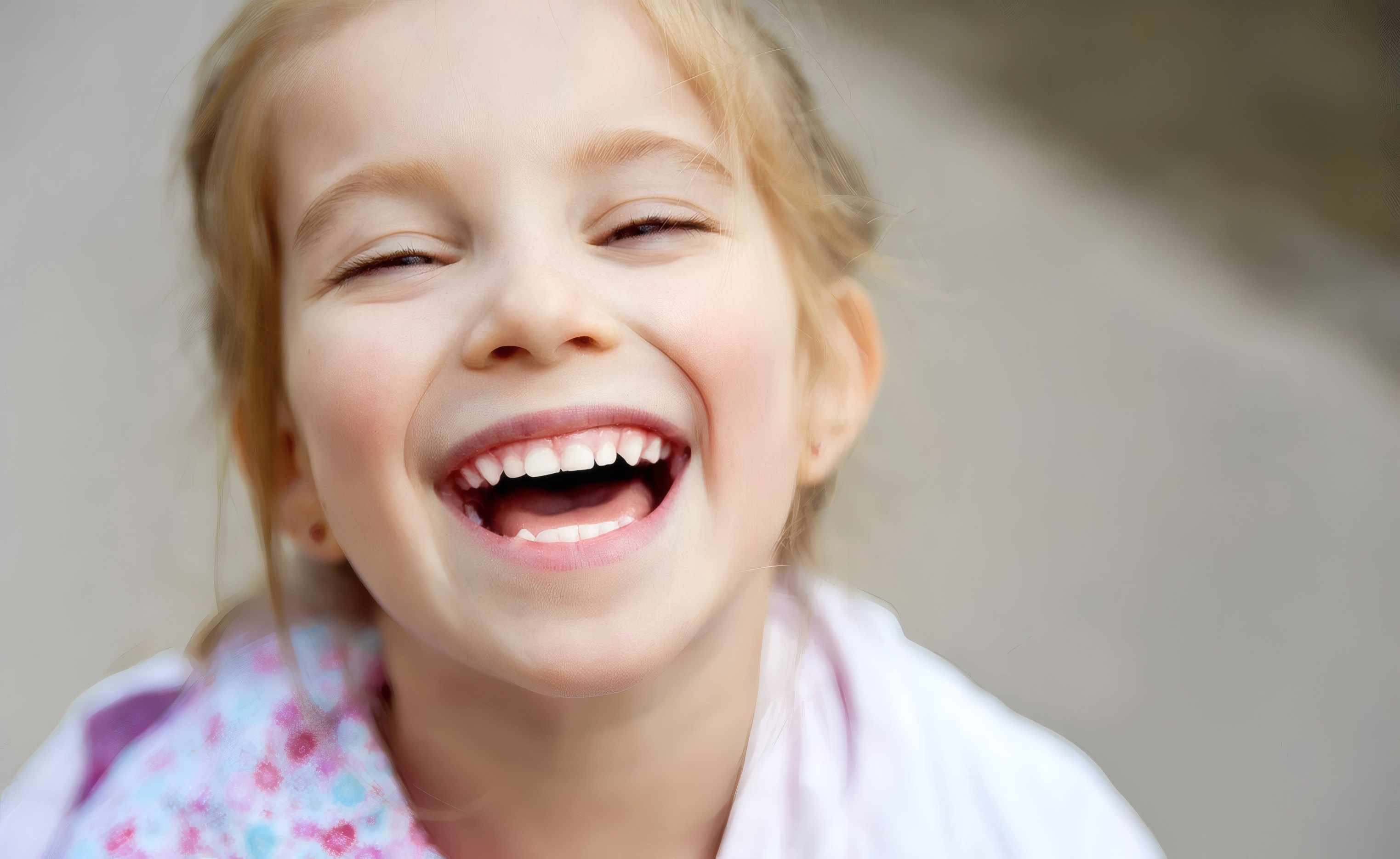 A laughing girl at her check-up