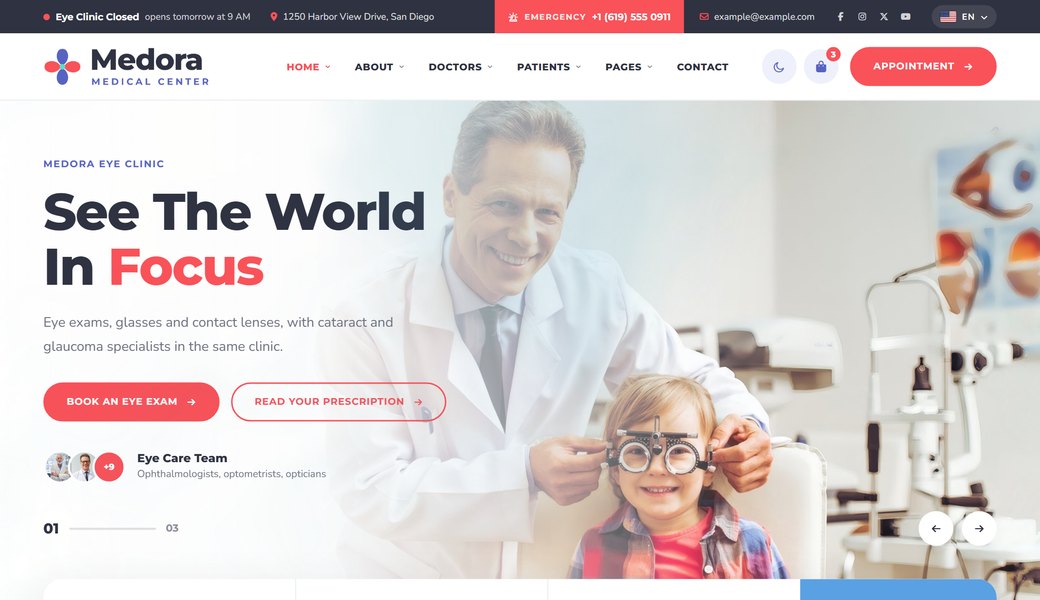 Eye Care home page