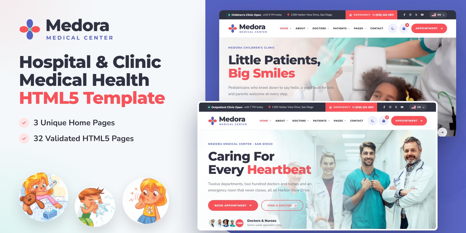 Medora template home pages