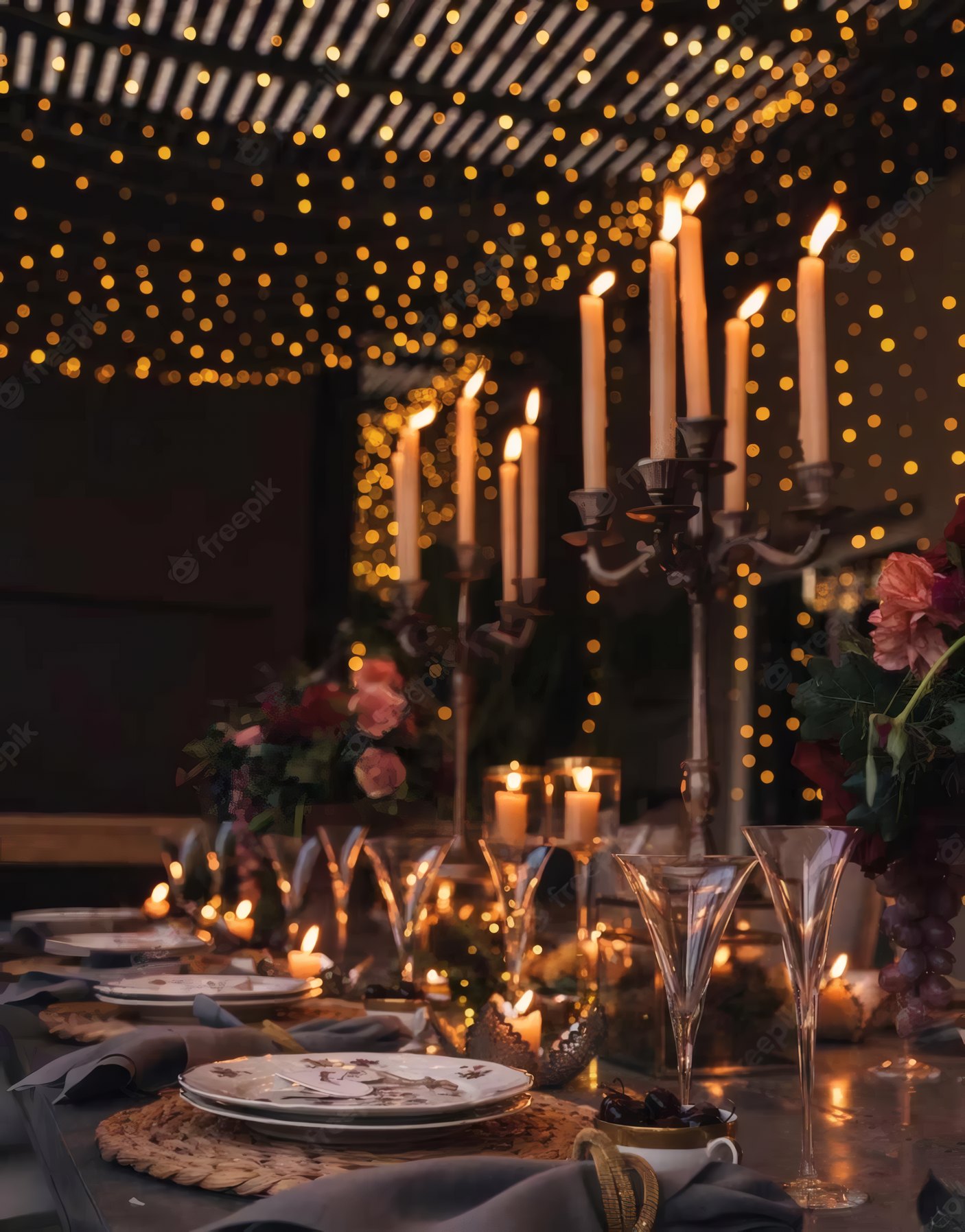 A candlelit celebration table