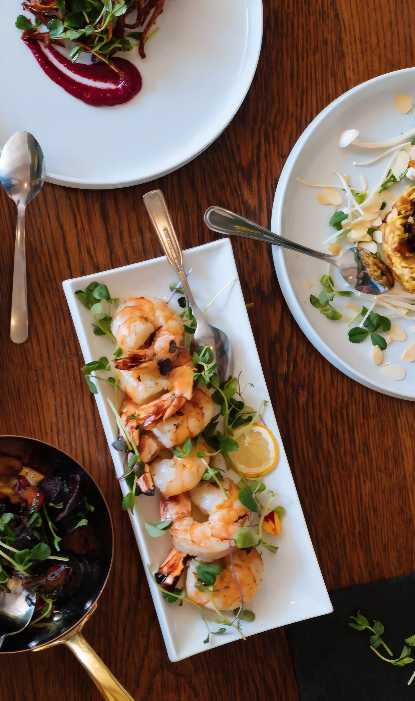 A table laid with shared plates