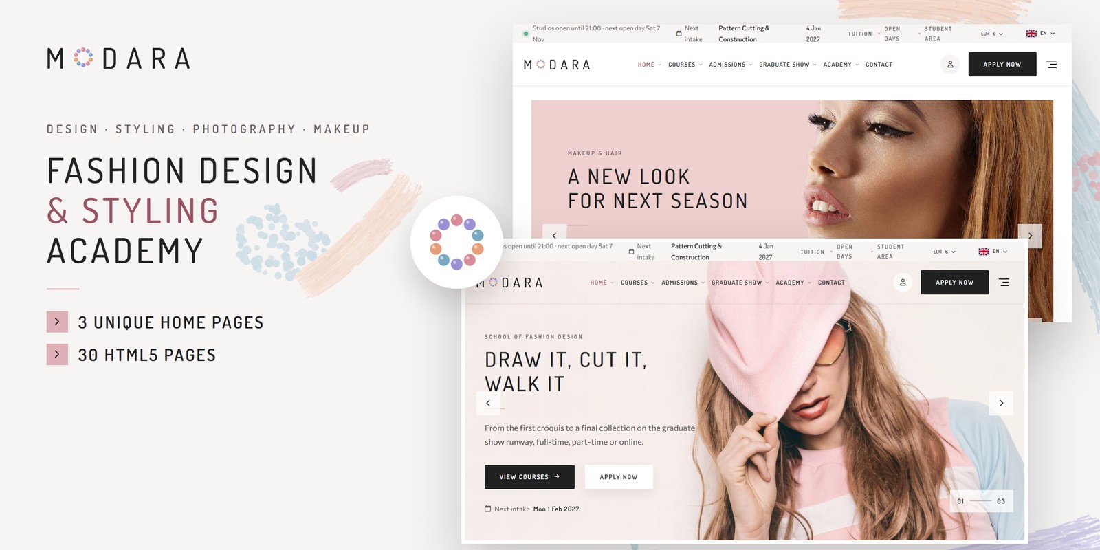 Modara template home pages