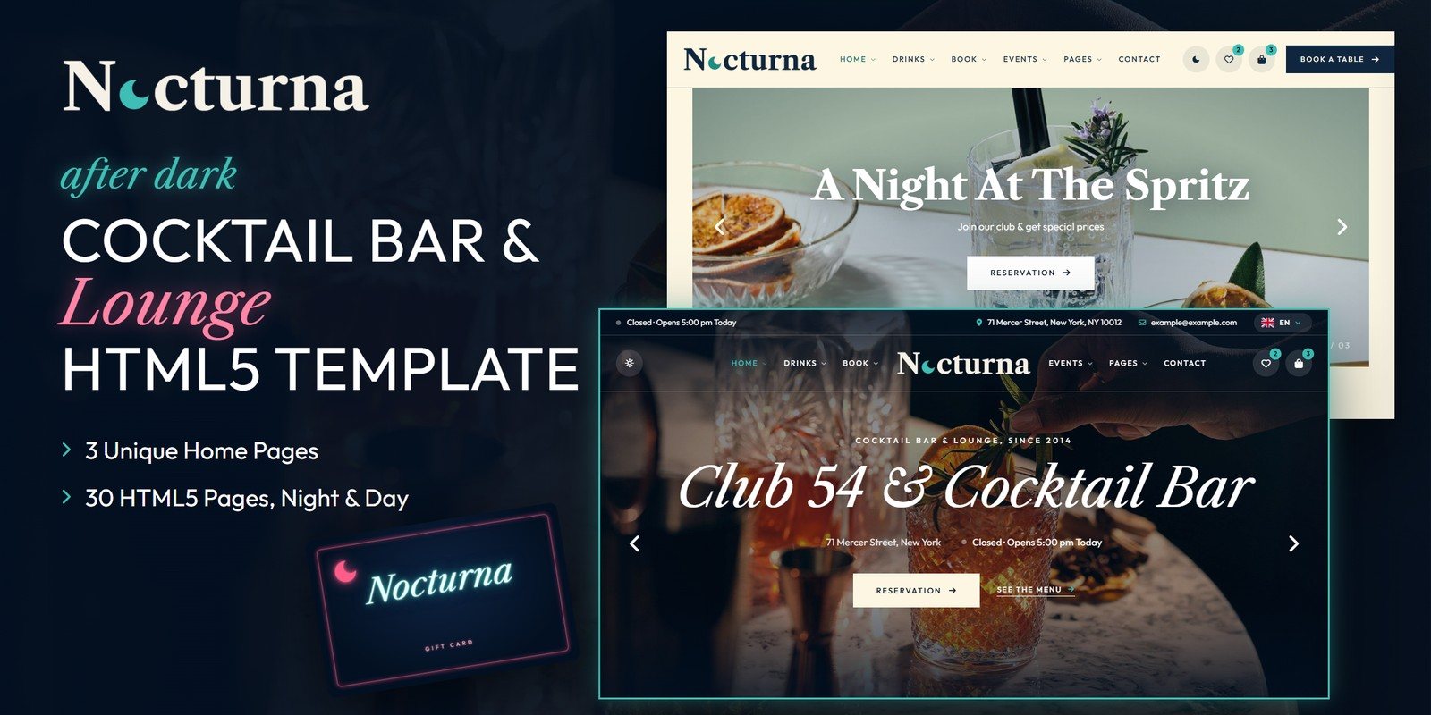 Nocturna template home pages
