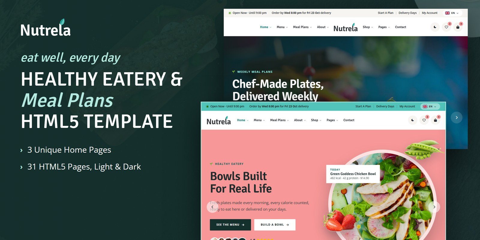 Nutrela template home pages