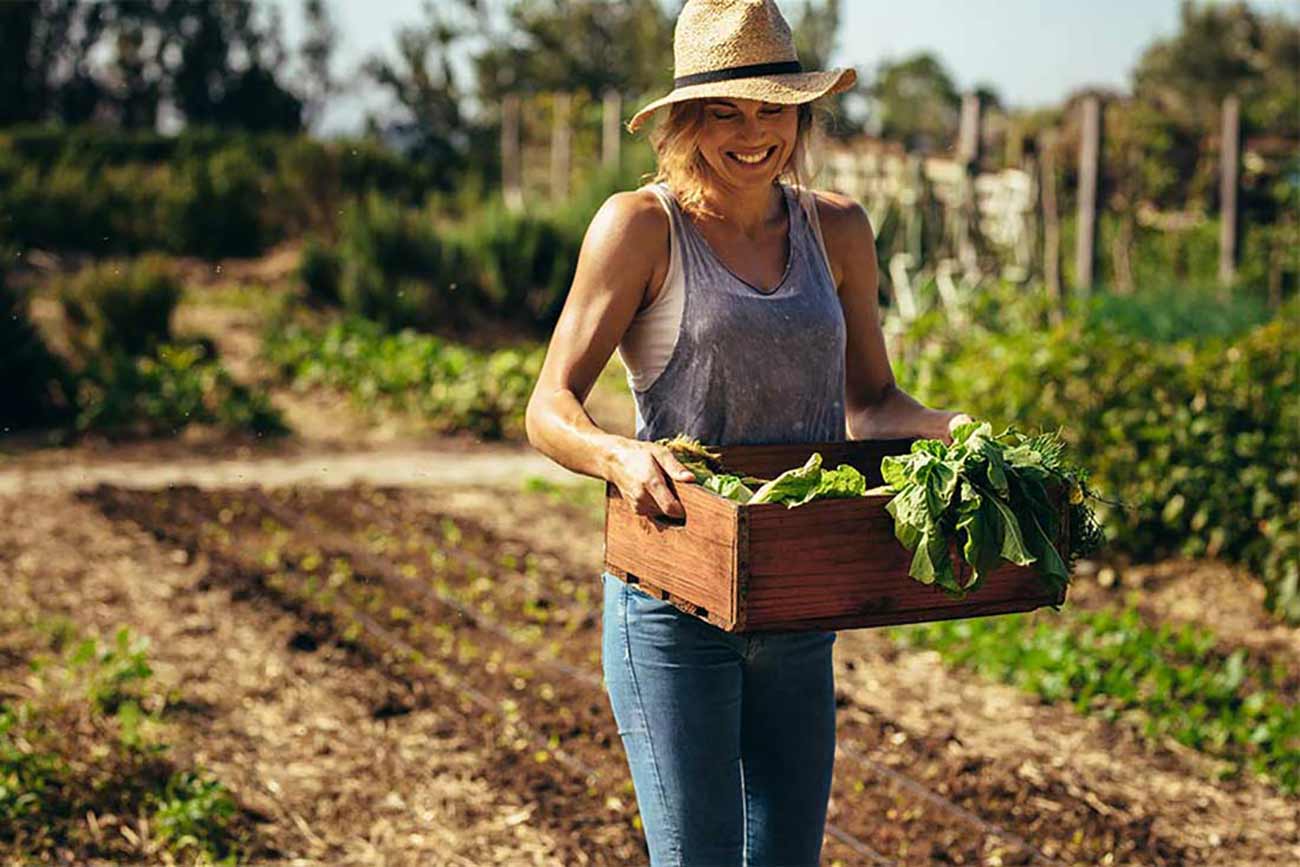 A grower carrying a crate