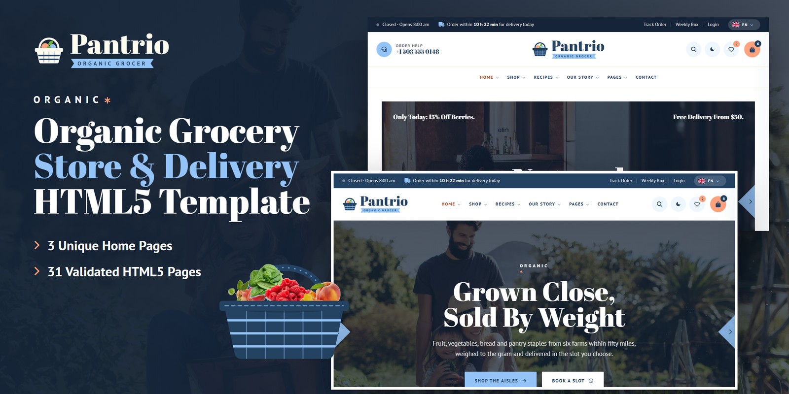 Pantrio template home pages