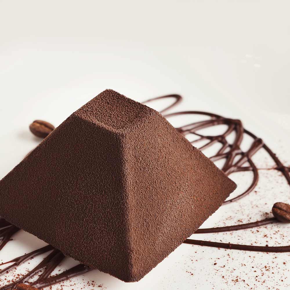 A chocolate pyramid entremet