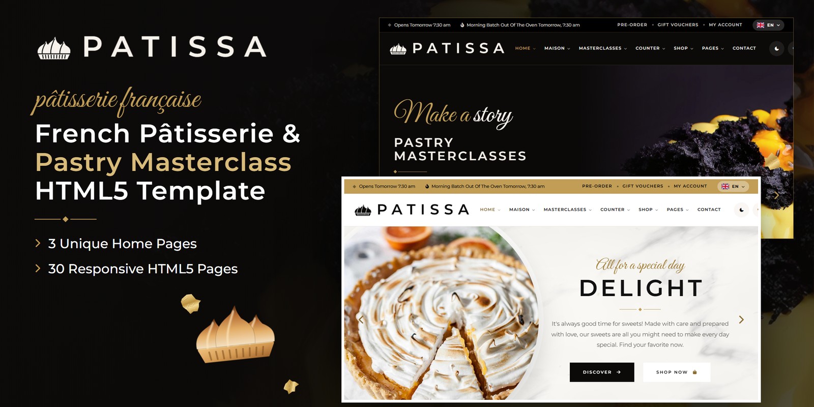 Patissa template home pages