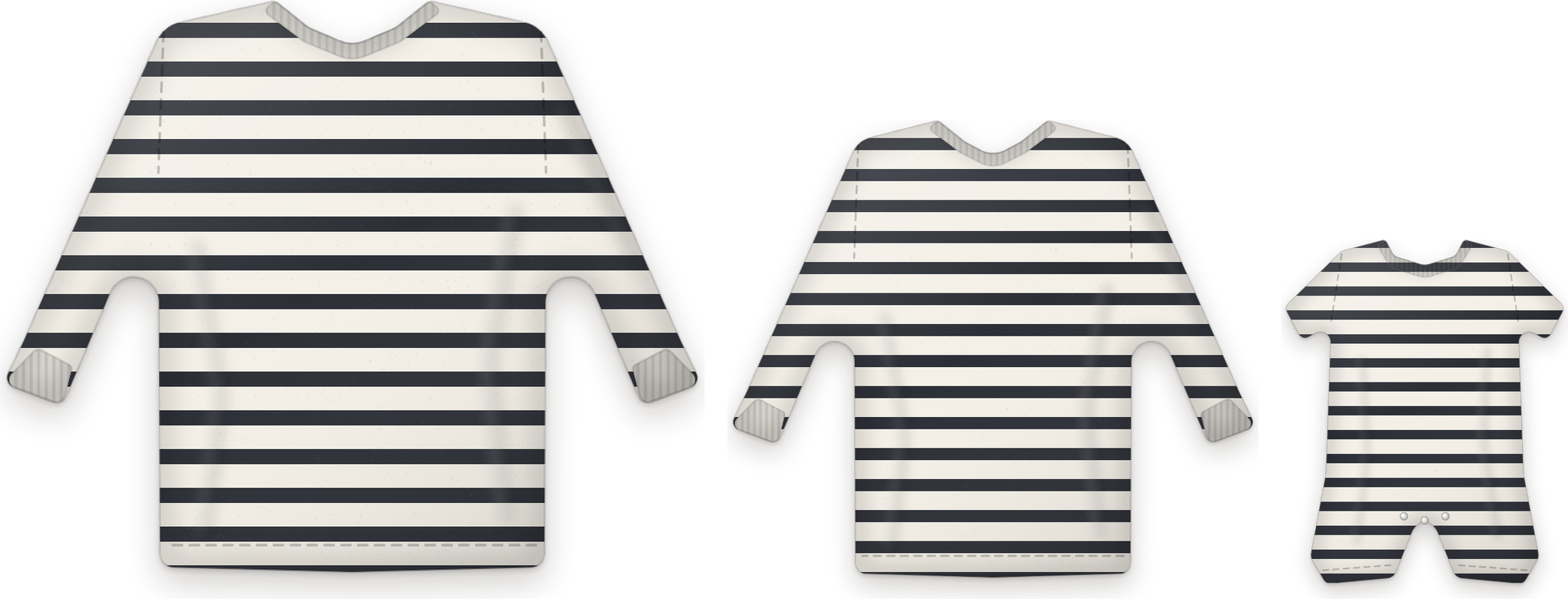 The Sailor Stripe set: grown-up, child and baby pieces