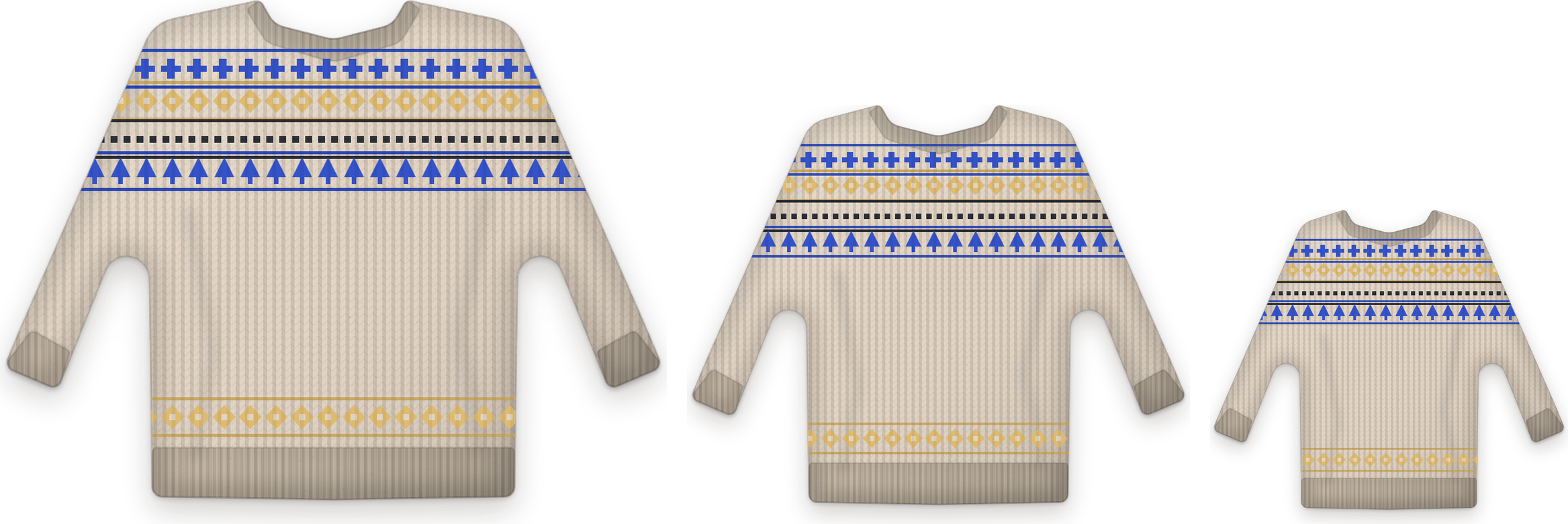 The Fair Isle set: grown-up, child and baby pieces