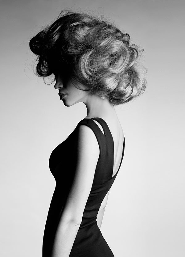 A moodboard reference: curls and a black dress