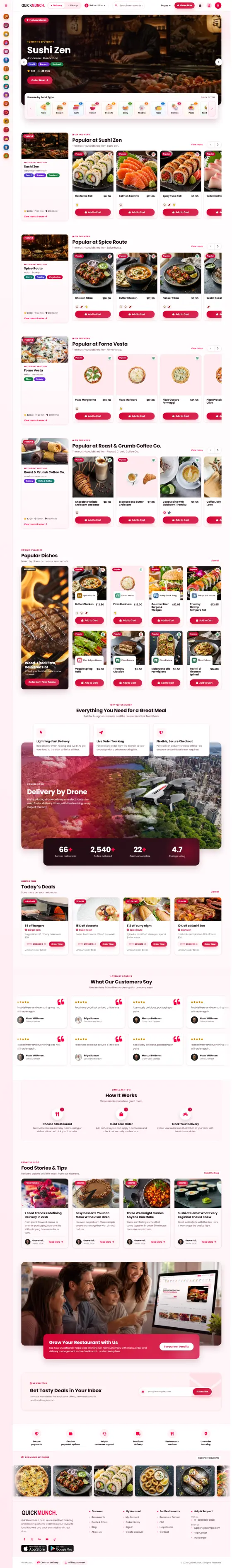 Restaurant Spotlight (featured shops, each with its dishes)