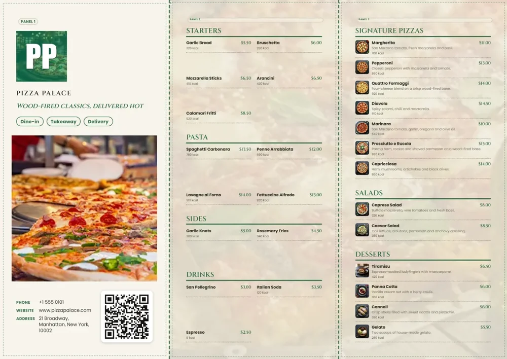 A printed menu that is never out of date