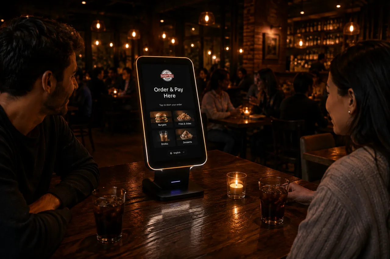 Two guests ordering and paying from the code on their own table