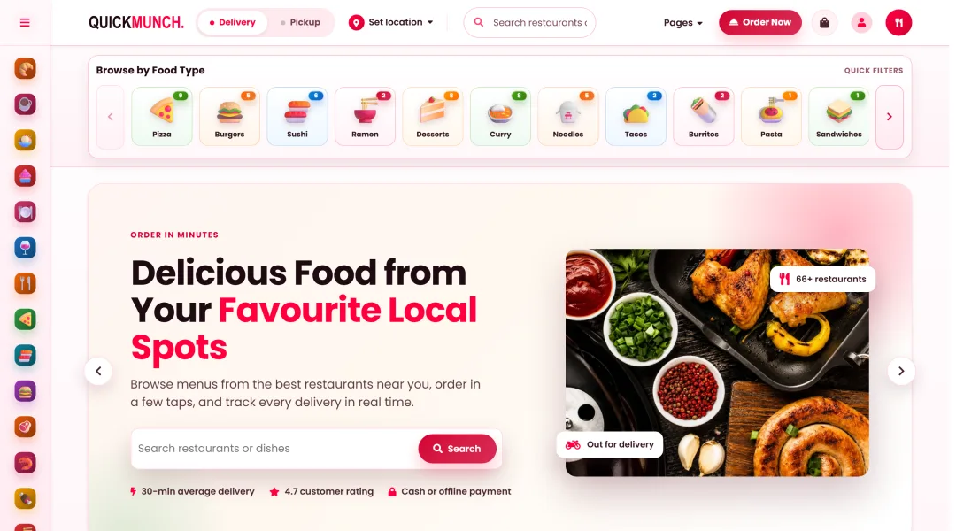 The Quickmunch customer storefront