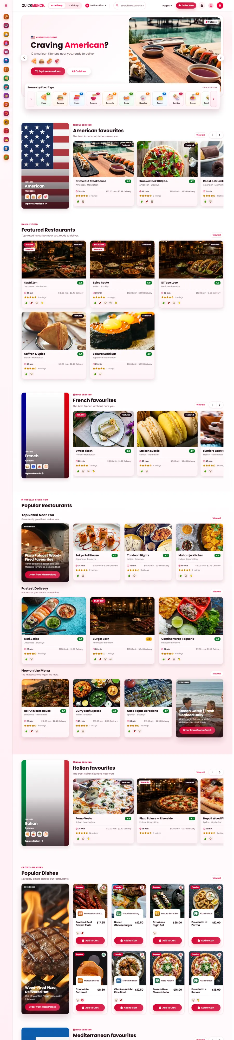 Cuisine spotlight homepage layout