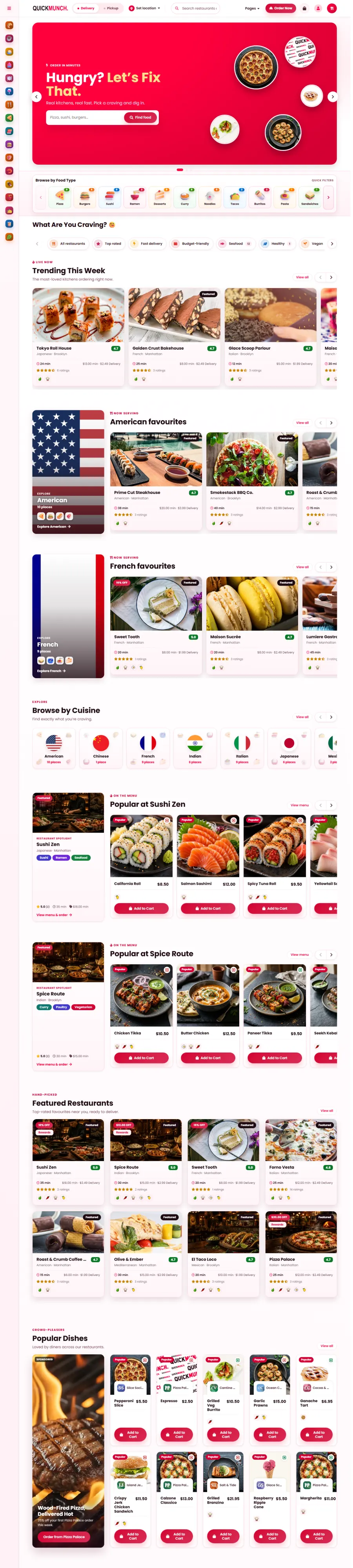 Hungry Man homepage layout