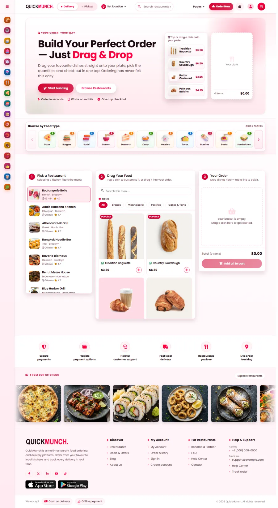 Order builder homepage layout