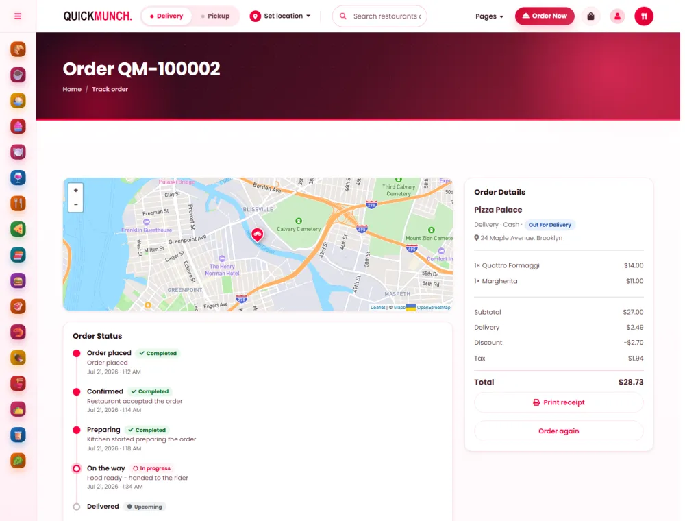Live order tracking