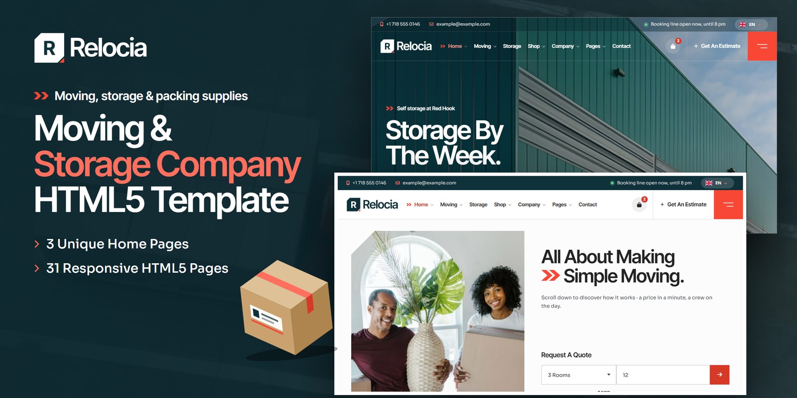 Relocia template home pages