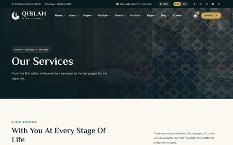 Qiblah Services page