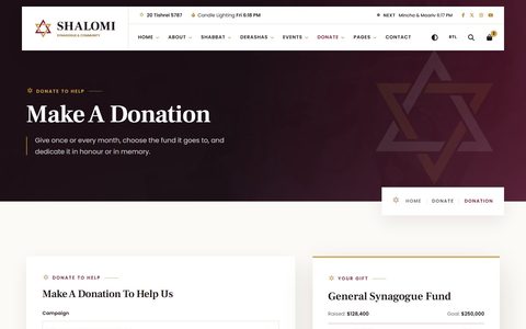 Shalomi Donation page
