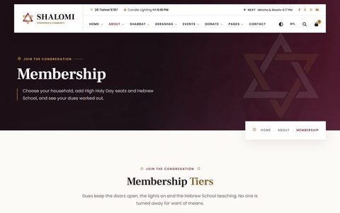 Shalomi Membership page
