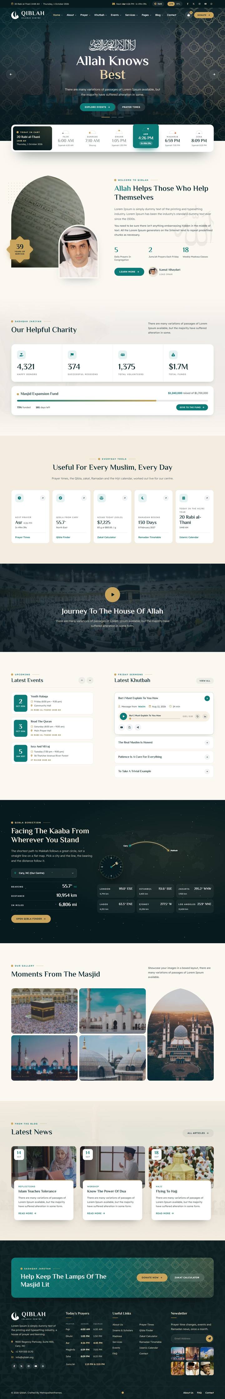 Qiblah home page, full length