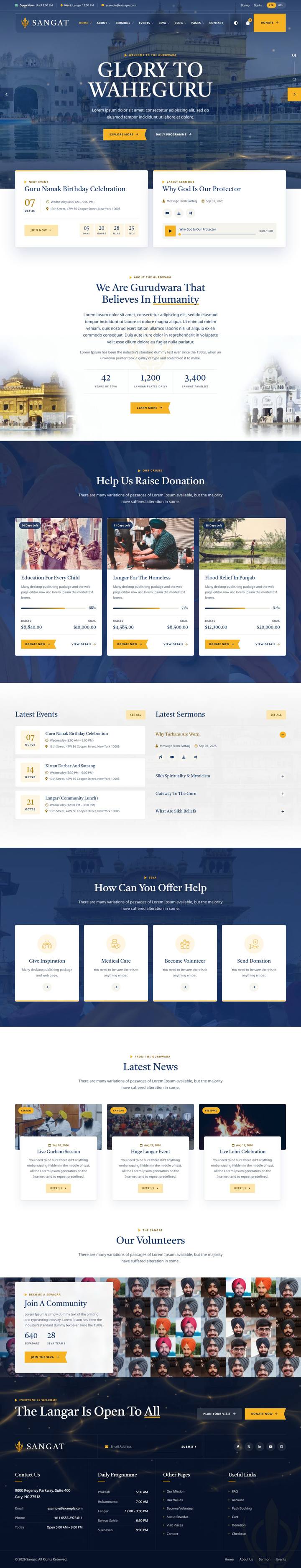 Sangat home page, full length