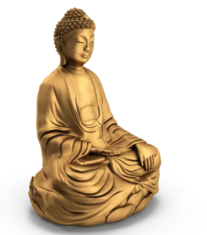 A golden Buddha statue in meditation