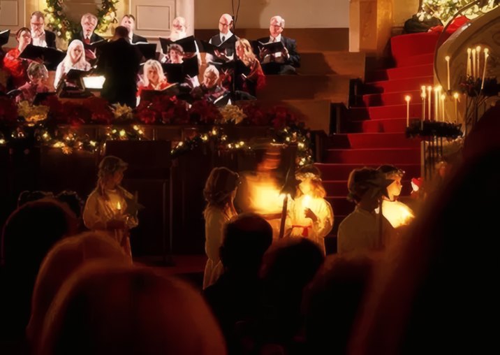 The congregation singing in worship