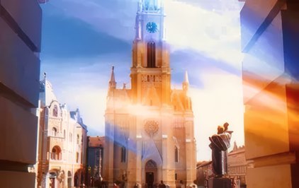 Light pouring through a cathedral window