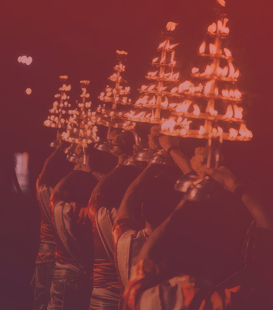 Rows of aarti lamps